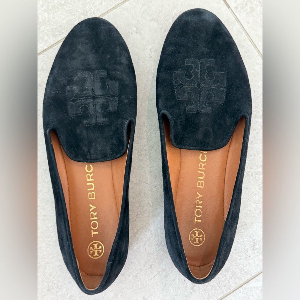 Tory Burch Ruby Black Suede Loafers Size 7
